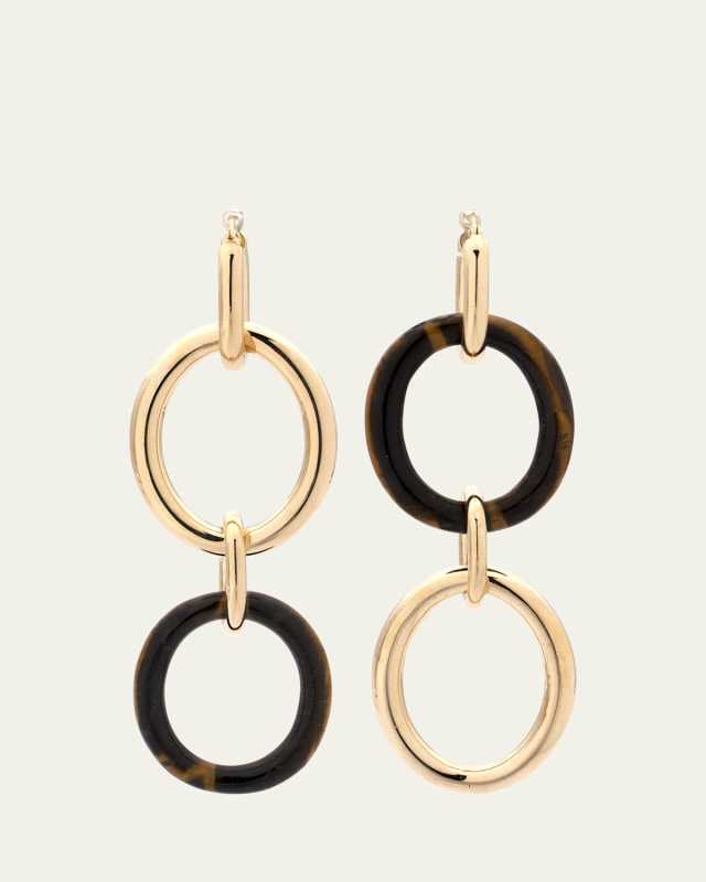 18K Yellow Gold Small Tiger's Eye Interchangeable Drop Earrings